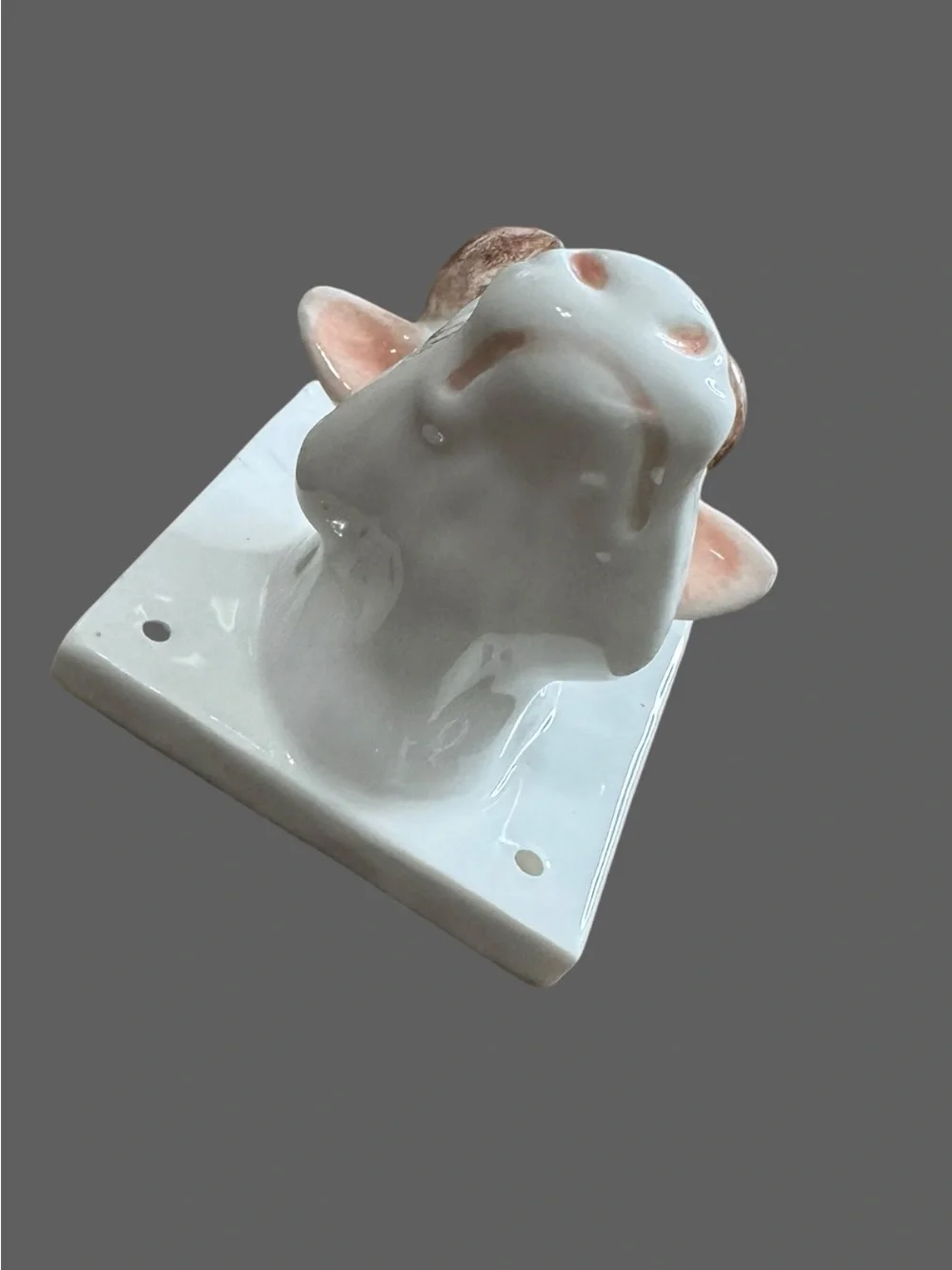 Ceramic Pig and Cow Wall Hooks - White and Pink Home Wall Decor